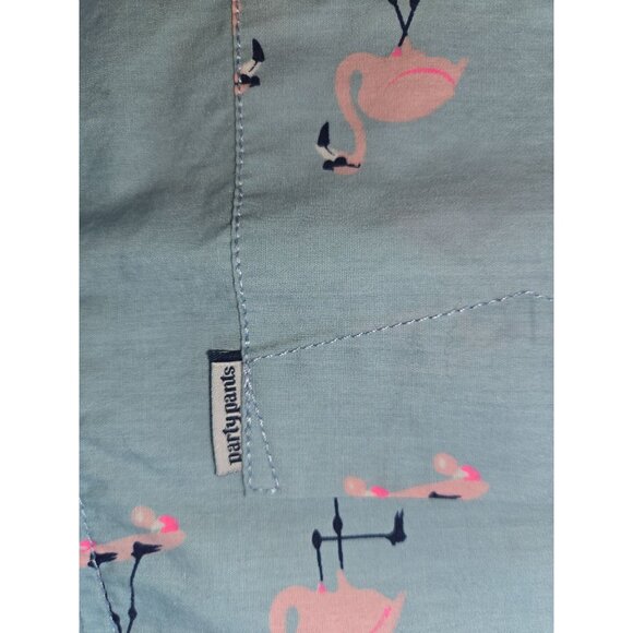 Party Pants Mens Flamingo Print Cabana Shirt Medium - Picture 7 of 8